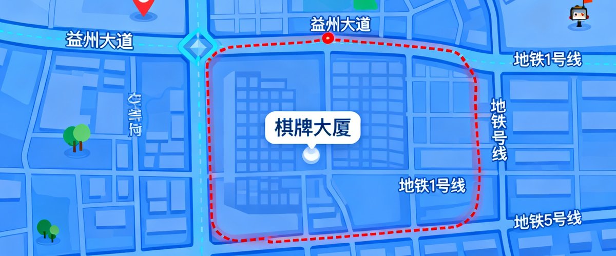 地图显示成都高新区棋牌大厦位置及周边交通